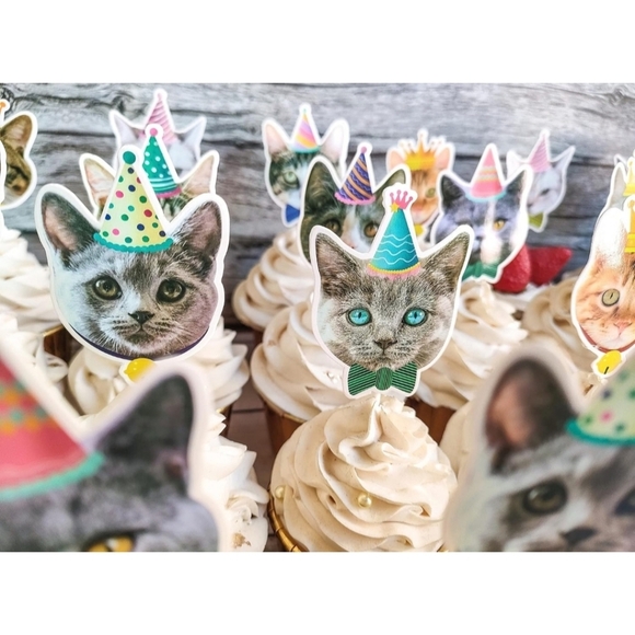 NWOT Cat Party Favor Bags (16) & Cat Cupcake Toppers (14) - Picture 10 of 15